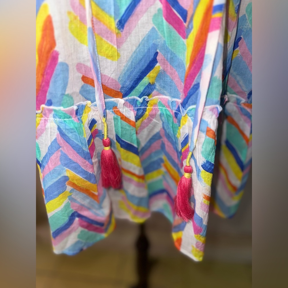 Ivy Jane 100%‎ Cotton Multi- Colored zigzag tiered tank top- Size Medium - Picture 4 of 9